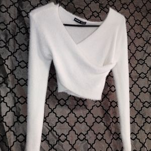 SheIn  knit cross collar sweater